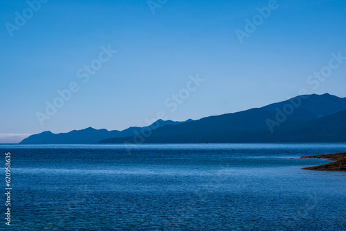 sea sky and mountains shot in fitz hugh sound, british columbia