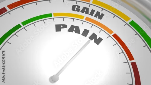 Abstract measuring device. No pain no gain concept. Scales of cause and effect.
