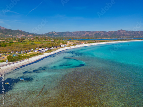 Aerial view of Cala d' Ambra Beach at San Teodoro, Olbia, Sardinia photo