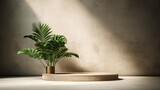 Minimalist podium display product presentation nature plants AI Generated