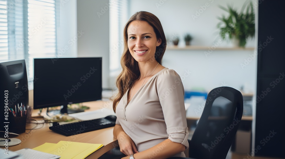 Pregnant businesswoman working in office. Generated with ai. Pregnant businesswoman working in office. Generated with ai.