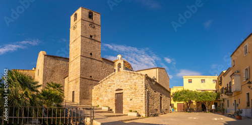 View of Chiesa Parrocchiale di S. Paolo Apostolo church on sunny day in Olbia, Olbia, Sardinia photo