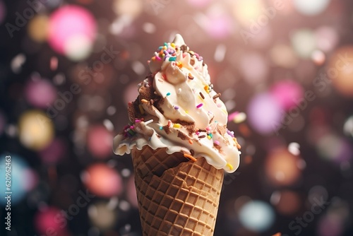Delicious Delight Ice Cream Cone. Generative AI