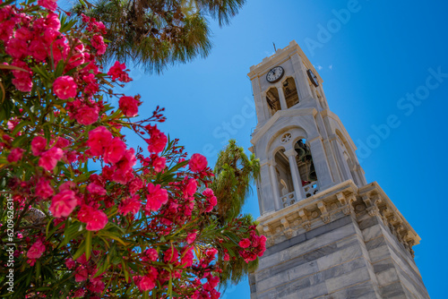 View of Cathedral belltower of Kalimnos, Kalimnos, Dodecanese Islands, Greek Islands photo