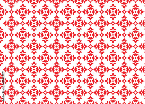 Vector. Seamless elegant damask pattern. Red and white