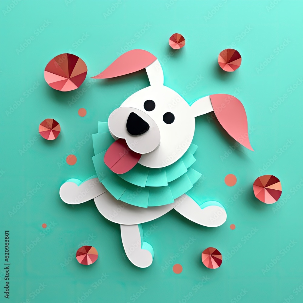 Naklejka premium colorful, funny animals running, simple paper cut animation for kids-art