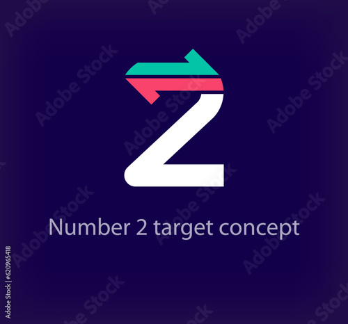 Creative number 2 arrow logo design. Unique colorful logistic corporate company logo. Company corporate vector.