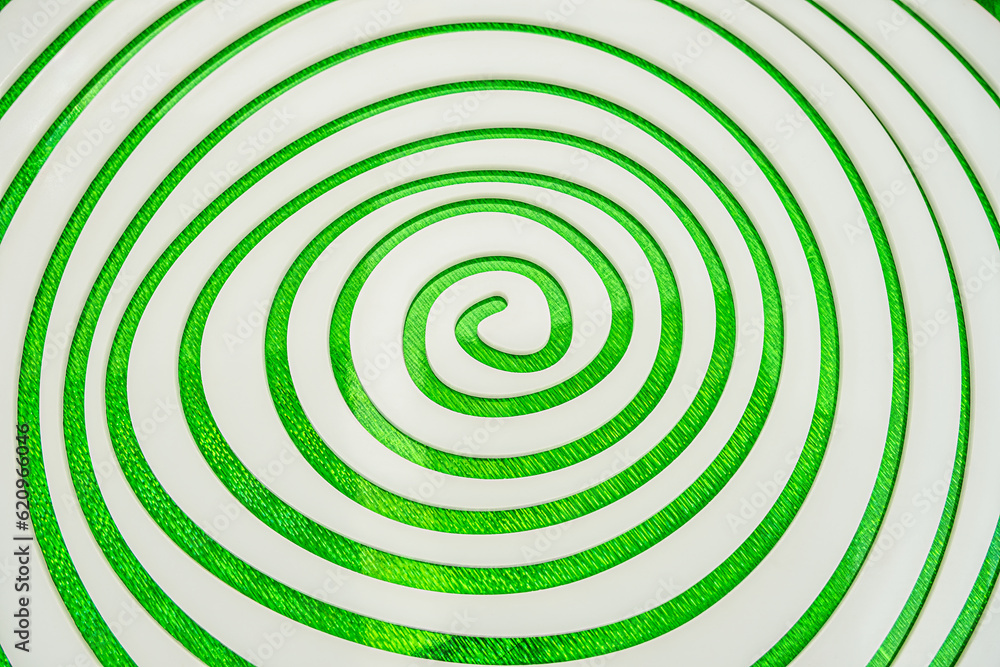 Fototapeta premium Simple white spiral on green Sparkling background