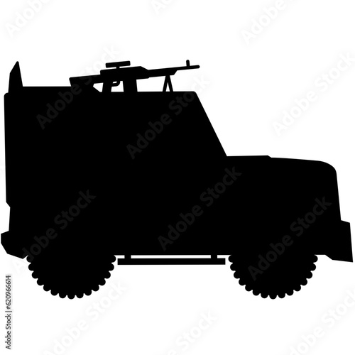 Military car icon vector illustration. Light utility vehicle silhouette for icon, symbol or sign. Military vehicle symbol for design about military, war, battlefield, conflict , defense and armored