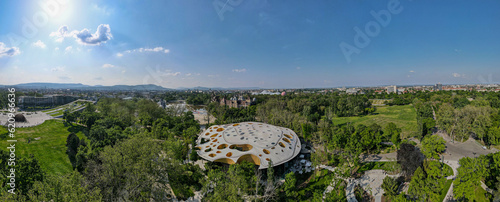 Drone view at the House of music at Budapest on Hungary