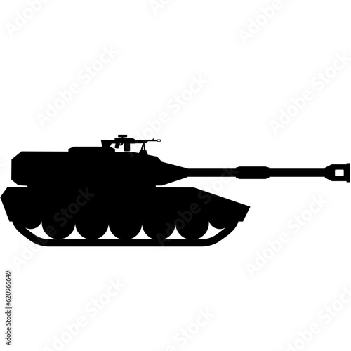 Tank icon vector illustration. Military tank silhouette for icon, symbol or sign. Tank destroyer symbol for design about military, war, battlefield, conflict , army, and armored vehicle