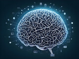 Human brain on mental idea mind Concept. Artificial Intelligence, neuronets. Digital Brain big Data. Generative AI.