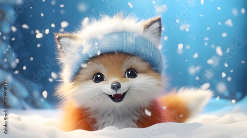 Funny fox in a winter forest © Alex Bur