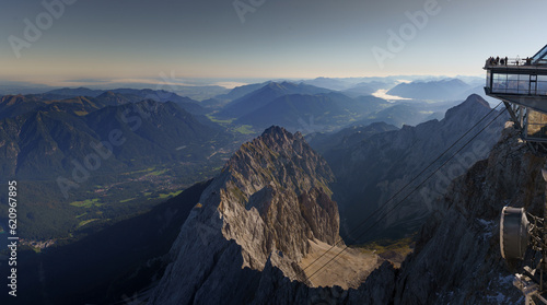 Panorama from the Zugspitze into the valley 