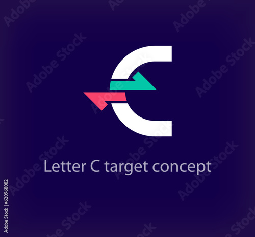 Creative C letter arrow logo design. Unique colorful logistic corporate company logo. Company initials corporate vector.