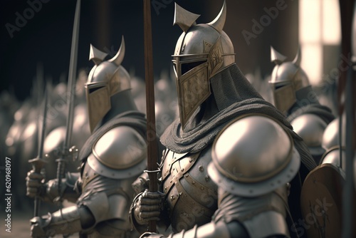 Medieval army preparing for battle, Generative AI