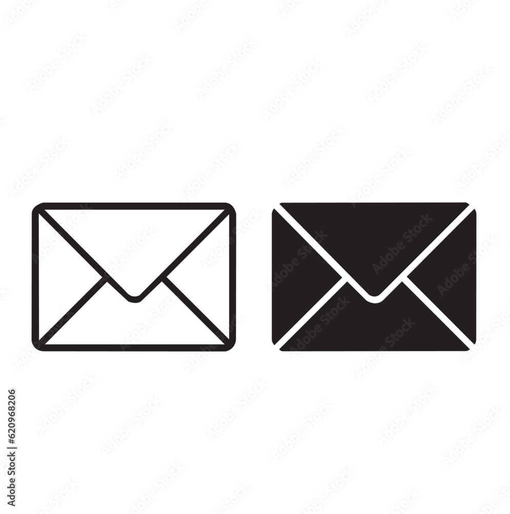 Icono de sobres cerrados blanco y negro. Vector Icono de sobres cerrados blanco y negro. Vector