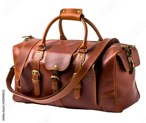 leather handbag fashion accessory on isolated transparent background