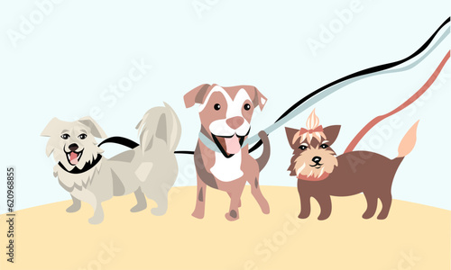 Fototapeta Naklejka Na Ścianę i Meble -  Dog walking illustration 