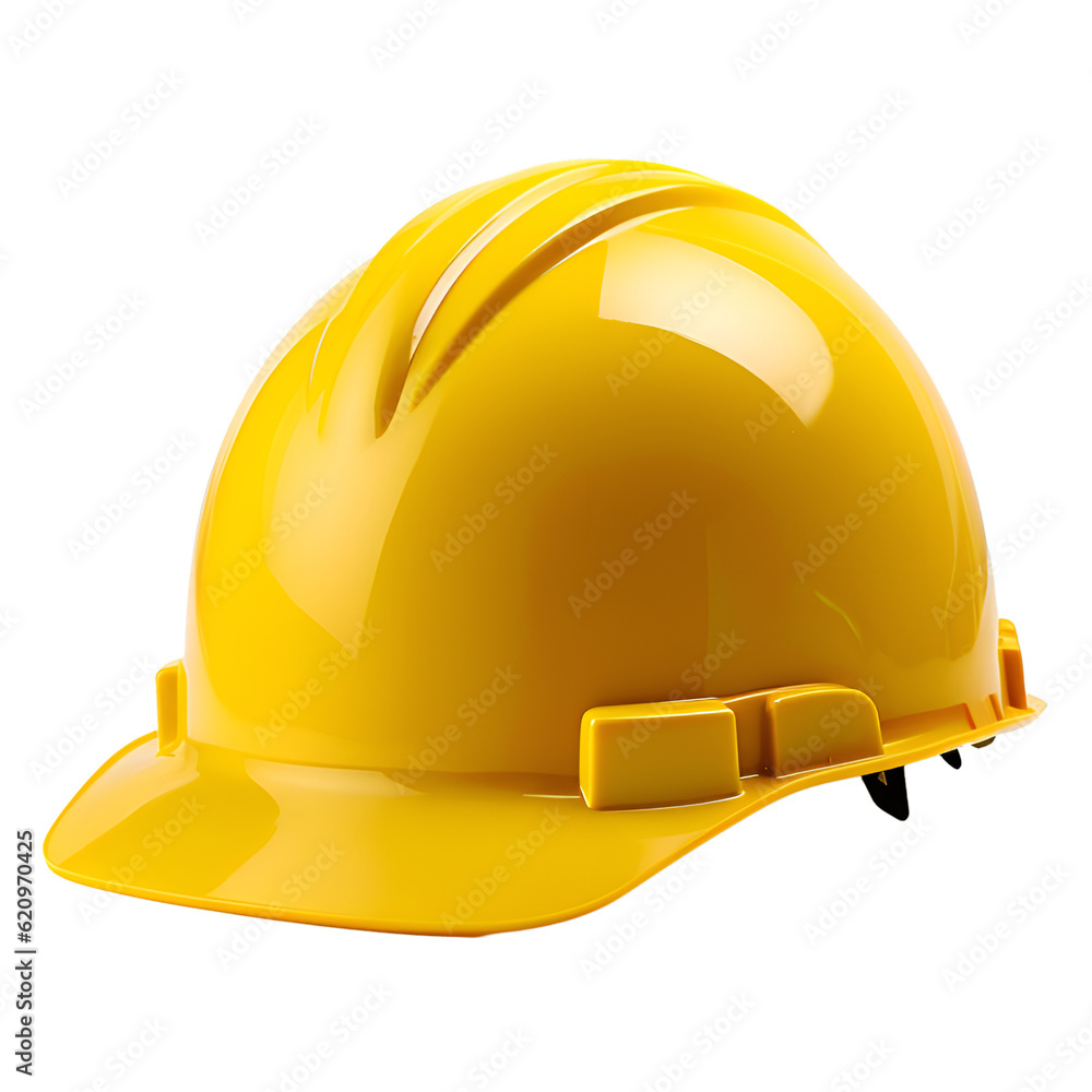 construction yellow safety helmet on isolated transparent background