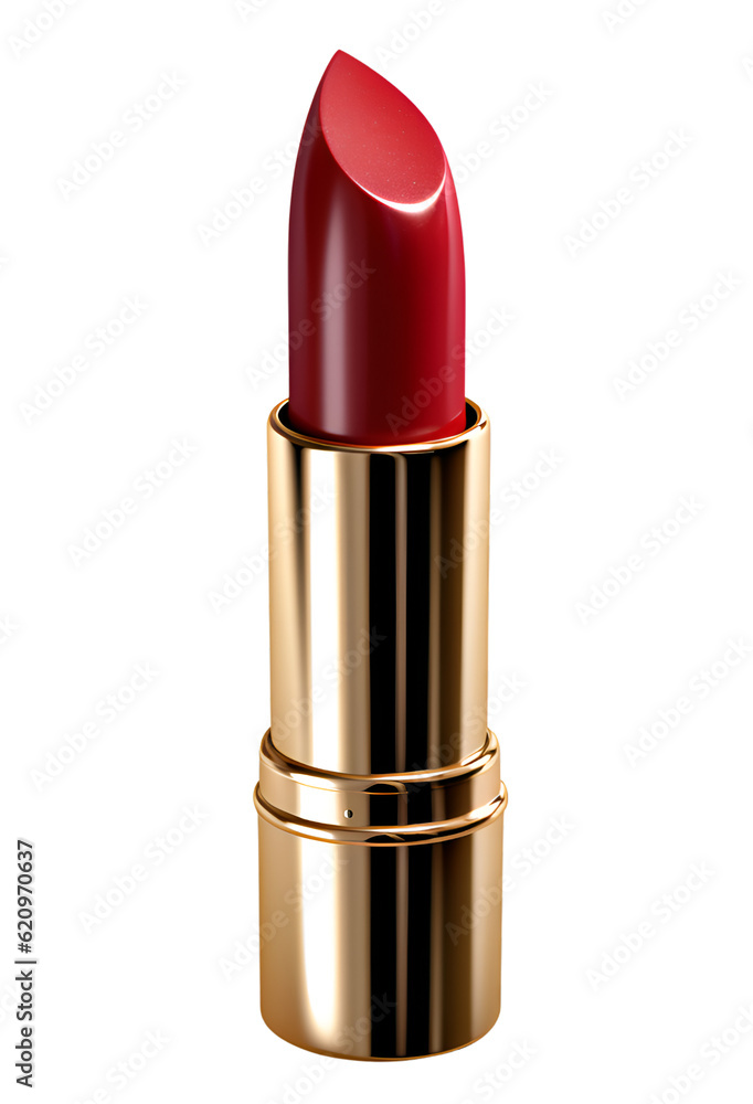 beauty red lipstick in gold tube object on isolated transparent background beauty red lipstick in gold tube object on isolated transparent background