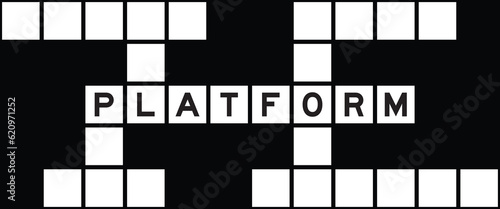 Alphabet letter in word platform on crossword puzzle background