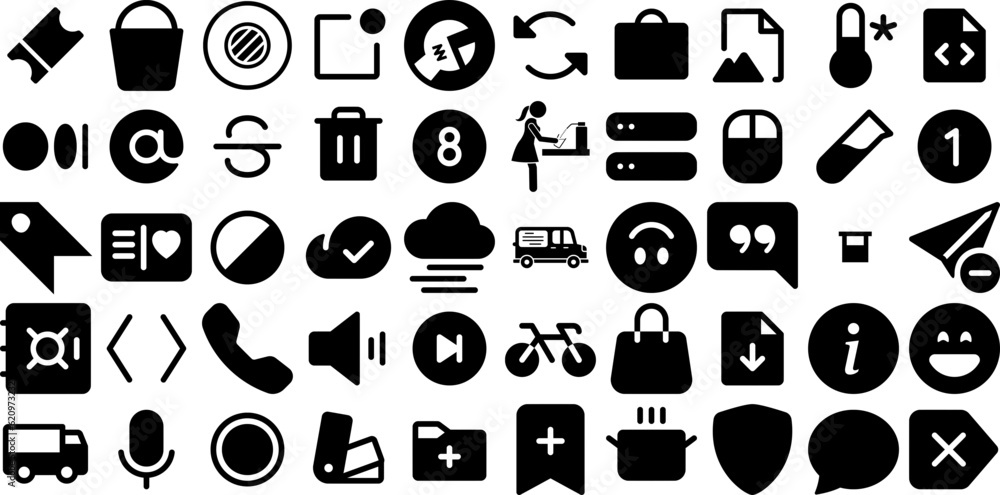 Mega Collection Of Fill Icons Bundle Flat Modern Silhouettes Money, Financial, Icon, Sugar Glyphs Vector Illustration