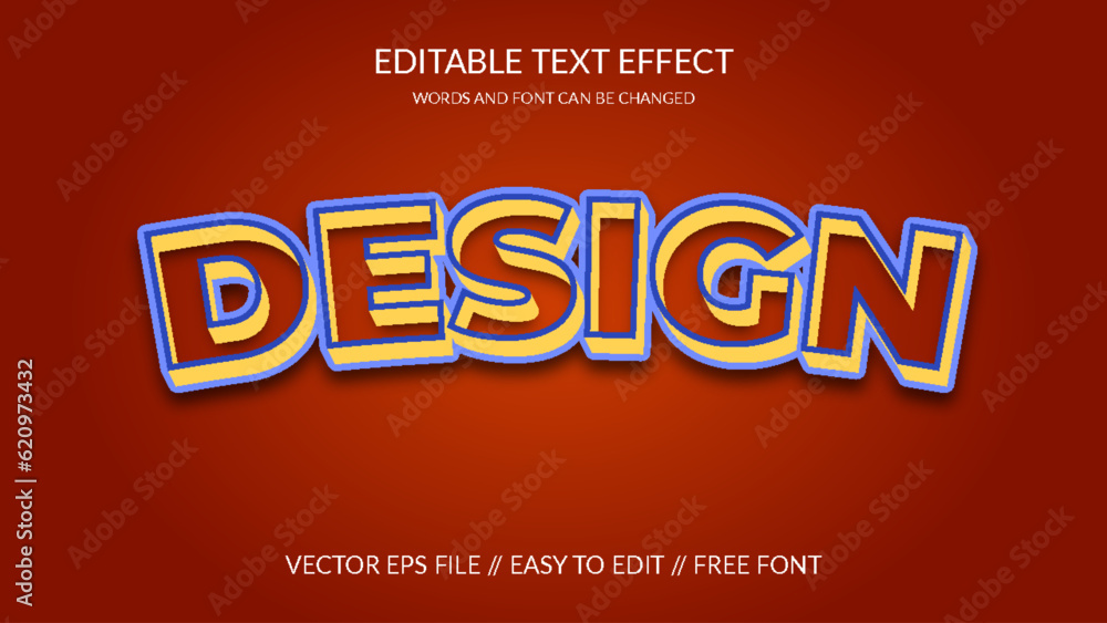 Design 3D Vector Eps Editable Text Effect Template Design