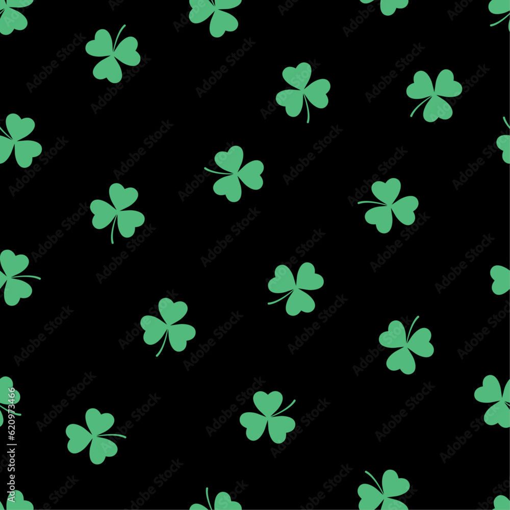Fototapeta premium Seamless pattern with clover leaves. St. Patrick's day vector illustration. Clover meadow. Texture for print, textile, fabric.