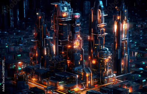 neon lights of the city in the night created with Generative AI technology