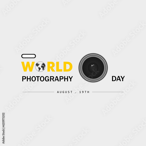World photography day vector, typography design with camera. good template for world photography day design.