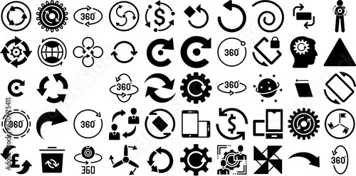 Massive Collection Of Rotation Icons Pack Flat Drawing Web Icon Rewind, Icon, Refresh, Set Symbol Isolated On White Background