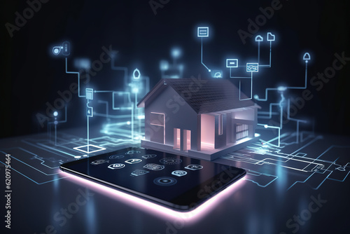 Smart home automation, smart devices, security, monitoring, surveillance, wireless connectivity, digital home, remote home management, home entertainment, home assistants. Generative AI