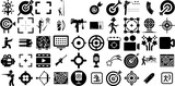 Mega Collection Of Shooting Icons Pack Linear Drawing Symbols Star, Icon, Scope, Bullet Signs For Apps And Websites