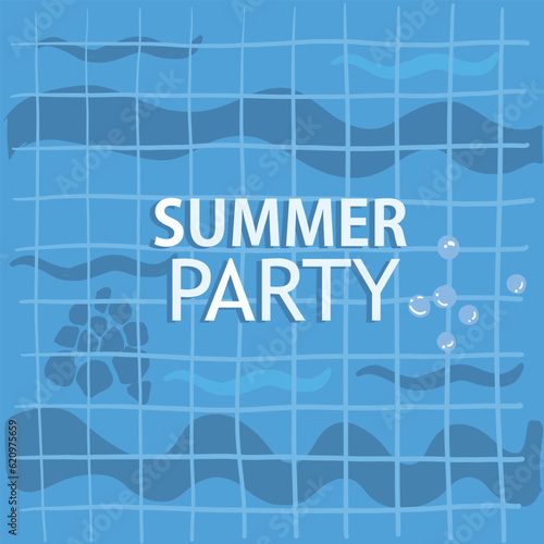 Summer time pool party greeting card summer background