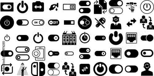 Huge Set Of Switch Icons Bundle Black Vector Glyphs Way, Option, Icon, Music Doodle Isolated On White Background