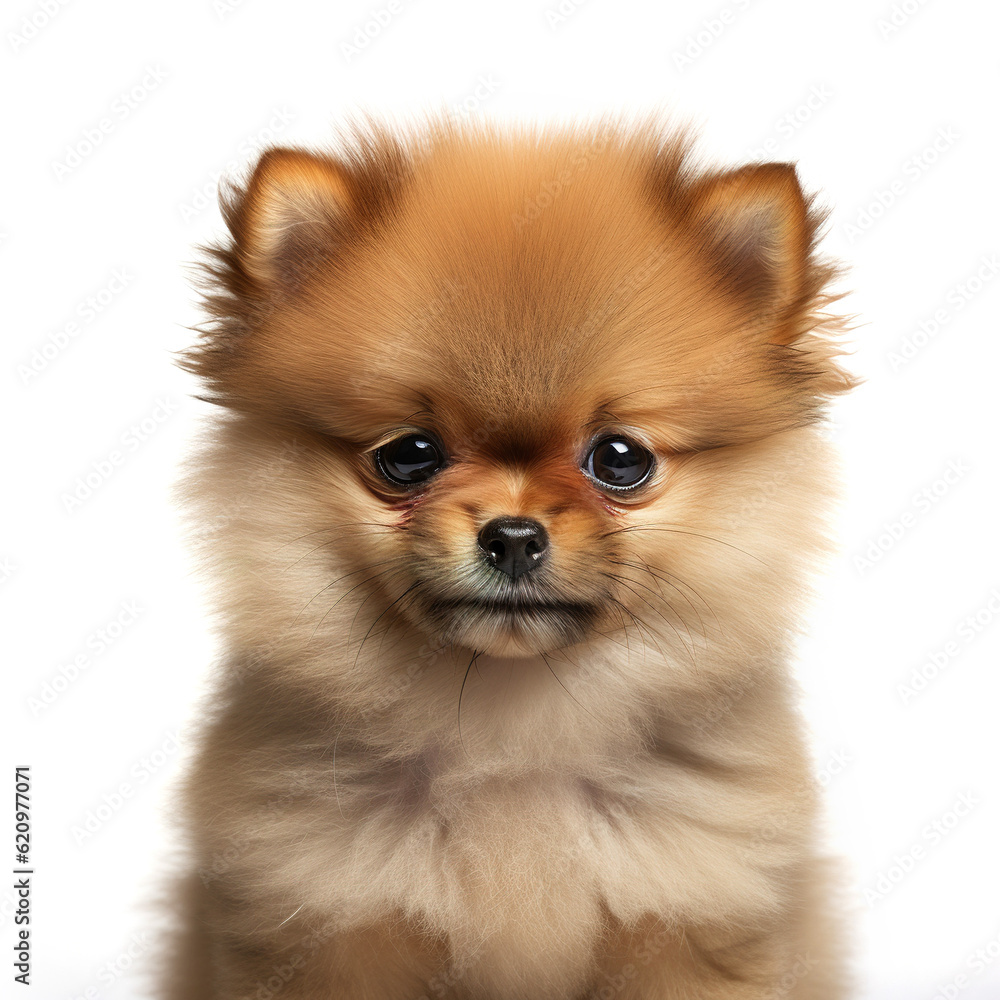 Portrait of a pomeranian puppy isolated on white background Portrait of a pomeranian puppy isolated on white background