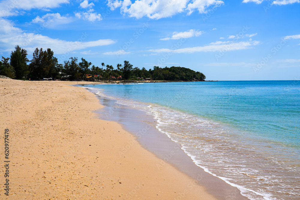 Turquoise water and golden sand by the Andaman Sea on Long Beach (Phra Ae Beach) on Koh Lanta Yai island in the province of Krabi, Thailand