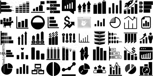 Massive Collection Of Chart Icons Pack Hand-Drawn Linear Vector Symbol Infographic, Finance, Coin, Measurement Graphic Vector Illustration