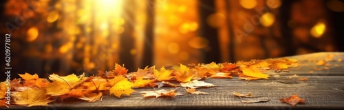 Beautiful autumn landscape. Colorful seasonal autumn background  wallpaper. Generative AI