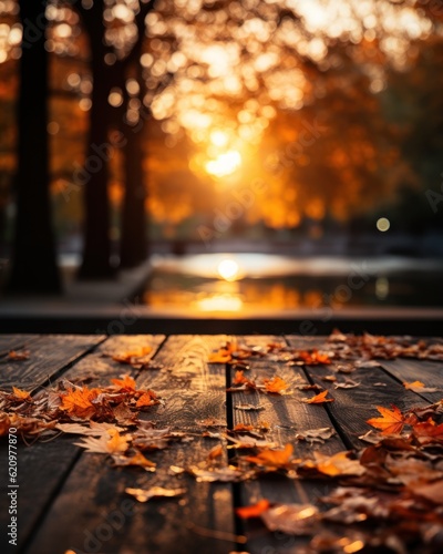 Beautiful autumn landscape. Colorful seasonal autumn background, wallpaper. Generative AI © Viktor