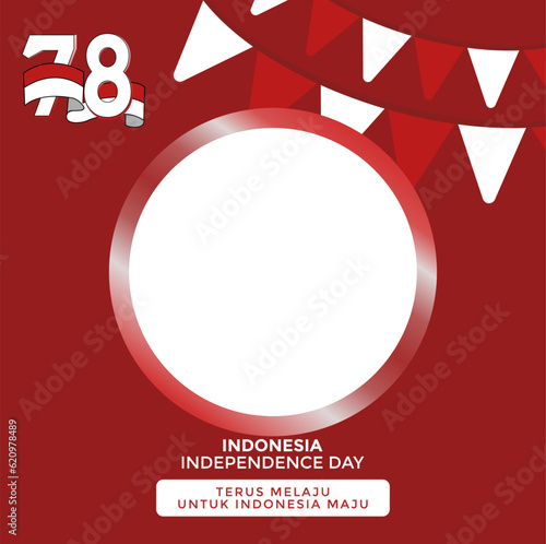 Indonesian Independence Day Twibbon Graphic Vector Illustration with words Keep Going Forward For Indonesia Going Forward, Nice for your design.