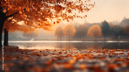 Beautiful autumn landscape. Colorful seasonal autumn background, wallpaper. Generative AI © Viktor
