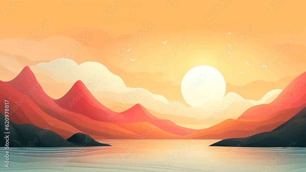 Minimalist Summer Theme, Landscape Background 4K generative ai Minimalist Summer Theme, Landscape Background 4K generative ai