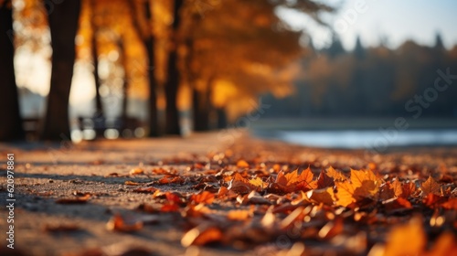 Beautiful autumn landscape. Colorful seasonal autumn background  wallpaper. Generative AI