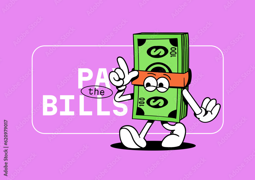 Money Retro Cartoon | Poster And Editorial Design | character slogan quote and other elements for Money