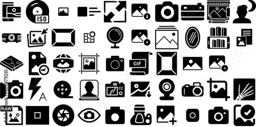 Massive Collection Of Image Icons Bundle Hand-Drawn Linear Simple Web Icon Purse, Album, Sweet, Icon Pictograph Isolated On White Background