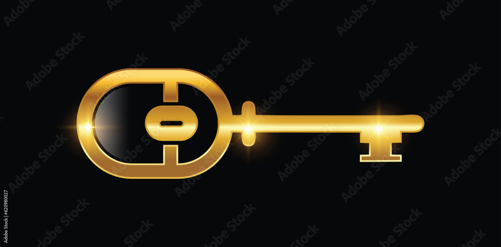A vector illustration of Golden Key Logo Vector Illustration in black background with gold shine effect A vector illustration of Golden Key Logo Vector Illustration in black background with gold shine effect