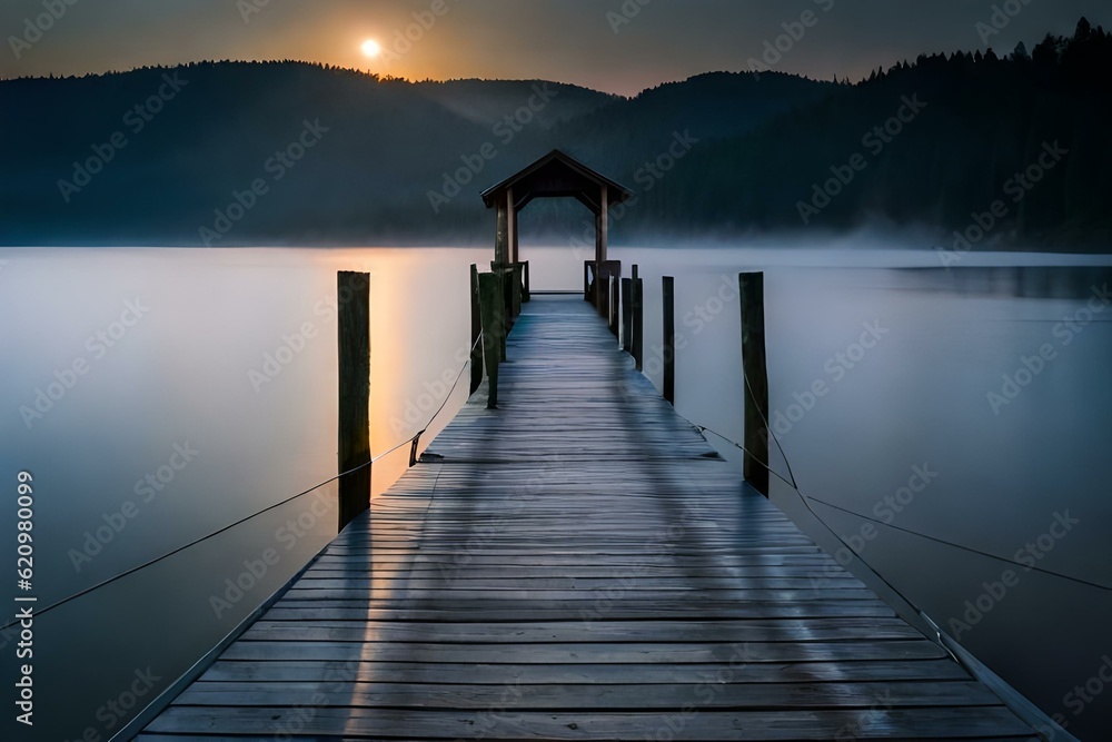 pier at sunset by Ai Generative