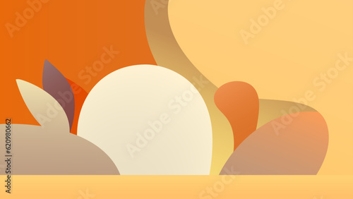 Colorful autumn banner product display cylindrical shape podium geometric poster design empty space.